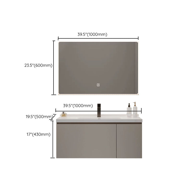 Single Sink Bathroom Vanity Set Overflow Wood Frame Wall Mounted with Drawer Clearhalo 'Bathroom Remodel & Bathroom Fixtures' 'Bathroom Vanities' 'bathroom_vanities' 'Home Improvement' 'home_improvement' 'home_improvement_bathroom_vanities' 8162631