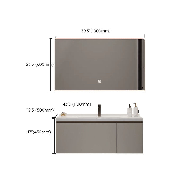 Single Sink Bathroom Vanity Set Overflow Wood Frame Wall Mounted with Drawer Clearhalo 'Bathroom Remodel & Bathroom Fixtures' 'Bathroom Vanities' 'bathroom_vanities' 'Home Improvement' 'home_improvement' 'home_improvement_bathroom_vanities' 8162632