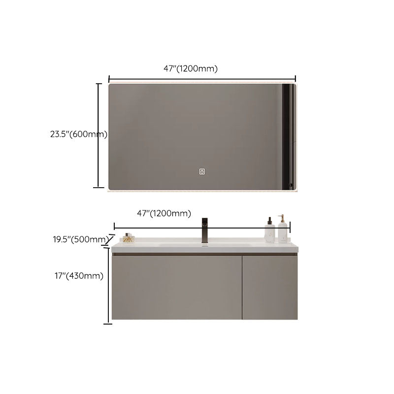 Single Sink Bathroom Vanity Set Overflow Wood Frame Wall Mounted with Drawer Clearhalo 'Bathroom Remodel & Bathroom Fixtures' 'Bathroom Vanities' 'bathroom_vanities' 'Home Improvement' 'home_improvement' 'home_improvement_bathroom_vanities' 8162633