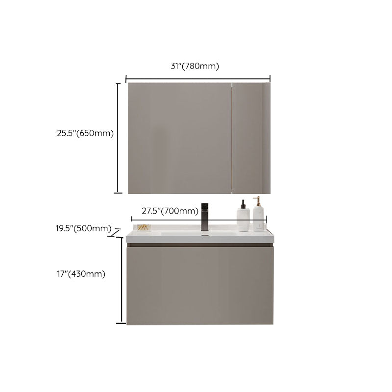 Single Sink Bathroom Vanity Set Overflow Wood Frame Wall Mounted with Drawer Clearhalo 'Bathroom Remodel & Bathroom Fixtures' 'Bathroom Vanities' 'bathroom_vanities' 'Home Improvement' 'home_improvement' 'home_improvement_bathroom_vanities' 8162634