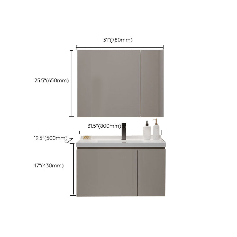 Single Sink Bathroom Vanity Set Overflow Wood Frame Wall Mounted with Drawer Clearhalo 'Bathroom Remodel & Bathroom Fixtures' 'Bathroom Vanities' 'bathroom_vanities' 'Home Improvement' 'home_improvement' 'home_improvement_bathroom_vanities' 8162635