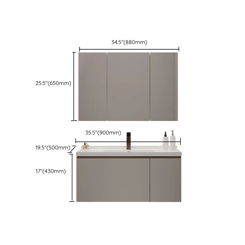 Single Sink Bathroom Vanity Set Overflow Wood Frame Wall Mounted with Drawer Clearhalo 'Bathroom Remodel & Bathroom Fixtures' 'Bathroom Vanities' 'bathroom_vanities' 'Home Improvement' 'home_improvement' 'home_improvement_bathroom_vanities' 8162636
