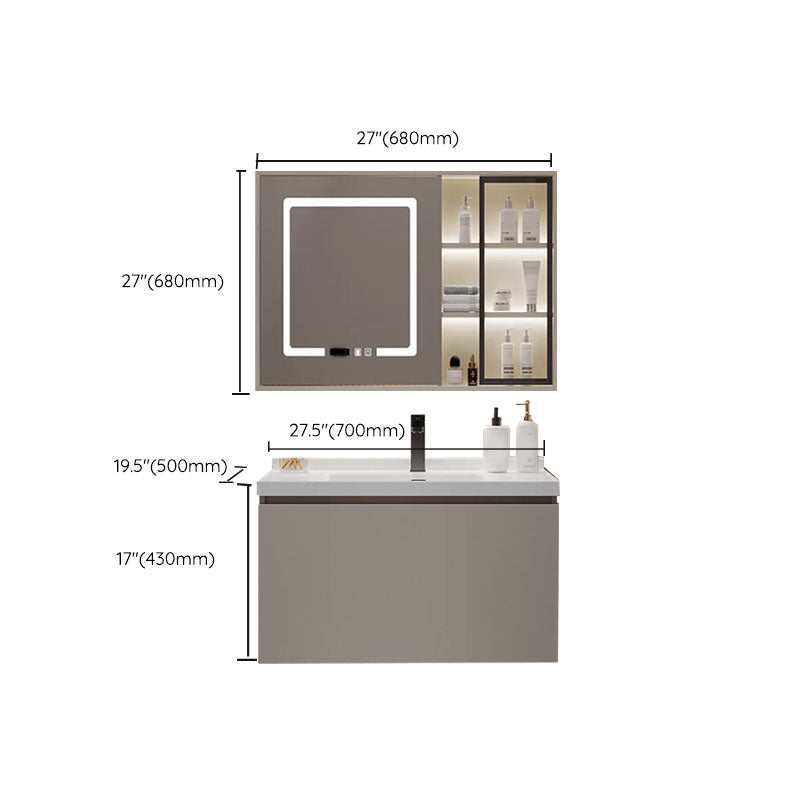 Single Sink Bathroom Vanity Set Overflow Wood Frame Wall Mounted with Drawer Clearhalo 'Bathroom Remodel & Bathroom Fixtures' 'Bathroom Vanities' 'bathroom_vanities' 'Home Improvement' 'home_improvement' 'home_improvement_bathroom_vanities' 8162646