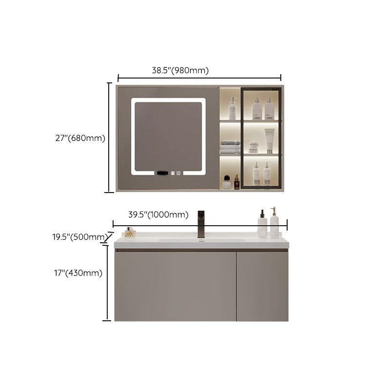 Single Sink Bathroom Vanity Set Overflow Wood Frame Wall Mounted with Drawer Clearhalo 'Bathroom Remodel & Bathroom Fixtures' 'Bathroom Vanities' 'bathroom_vanities' 'Home Improvement' 'home_improvement' 'home_improvement_bathroom_vanities' 8162649