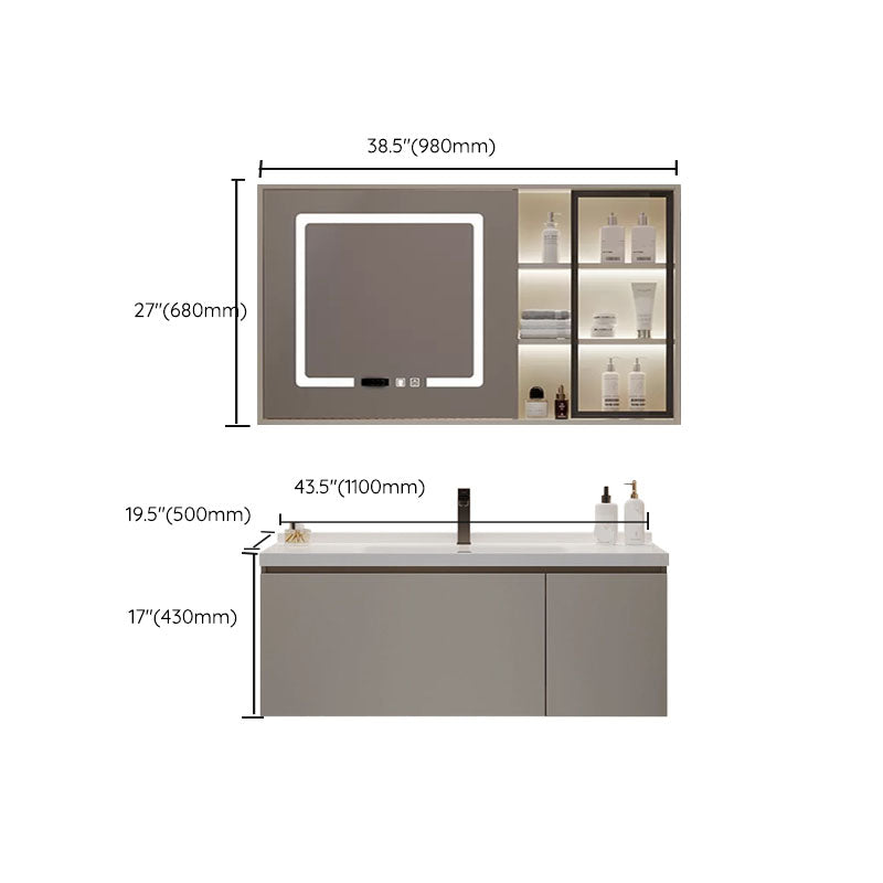 Single Sink Bathroom Vanity Set Overflow Wood Frame Wall Mounted with Drawer Clearhalo 'Bathroom Remodel & Bathroom Fixtures' 'Bathroom Vanities' 'bathroom_vanities' 'Home Improvement' 'home_improvement' 'home_improvement_bathroom_vanities' 8162650