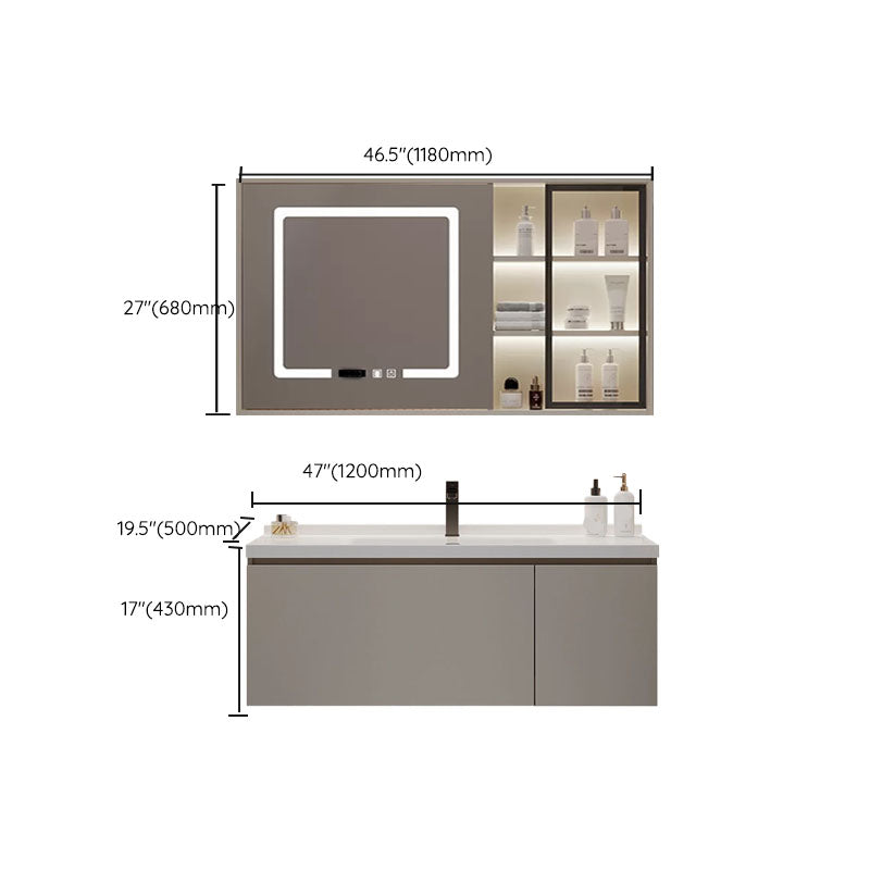 Single Sink Bathroom Vanity Set Overflow Wood Frame Wall Mounted with Drawer Clearhalo 'Bathroom Remodel & Bathroom Fixtures' 'Bathroom Vanities' 'bathroom_vanities' 'Home Improvement' 'home_improvement' 'home_improvement_bathroom_vanities' 8162651