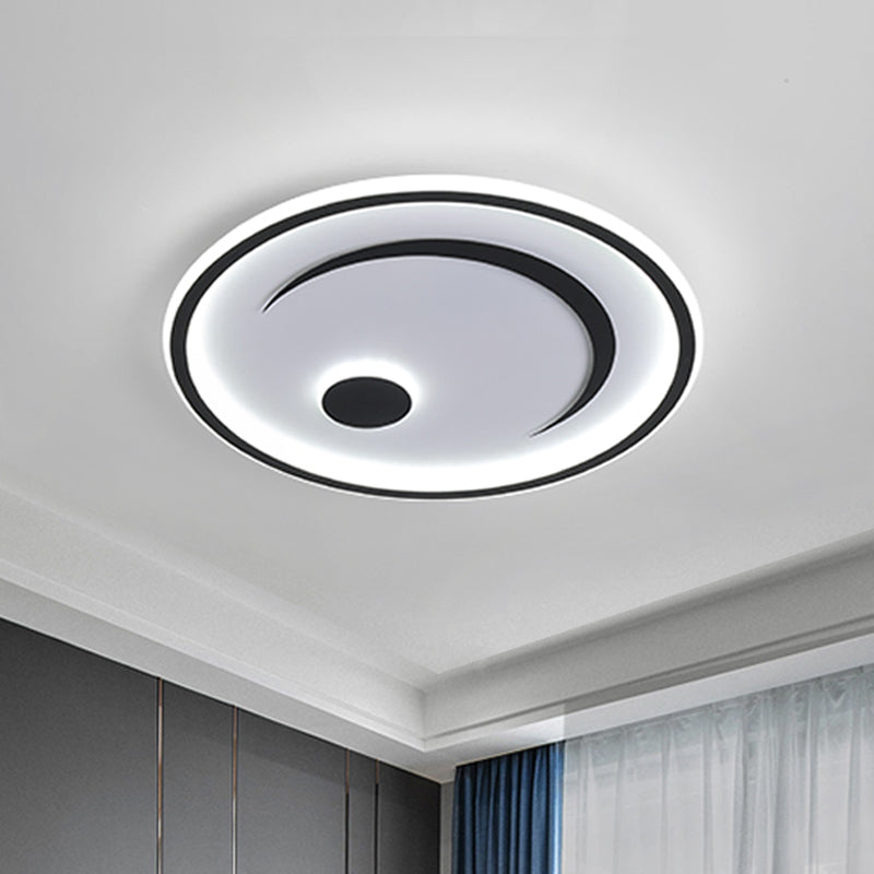 Nordic Round Flush Mounted Light Acrylic LED Bedroom Flush Lamp Fixture in Black/Gold, White/Warm Light Black Clearhalo 'Ceiling Lights' 'Close To Ceiling Lights' 'Close to ceiling' 'Flush mount' Lighting' 816410