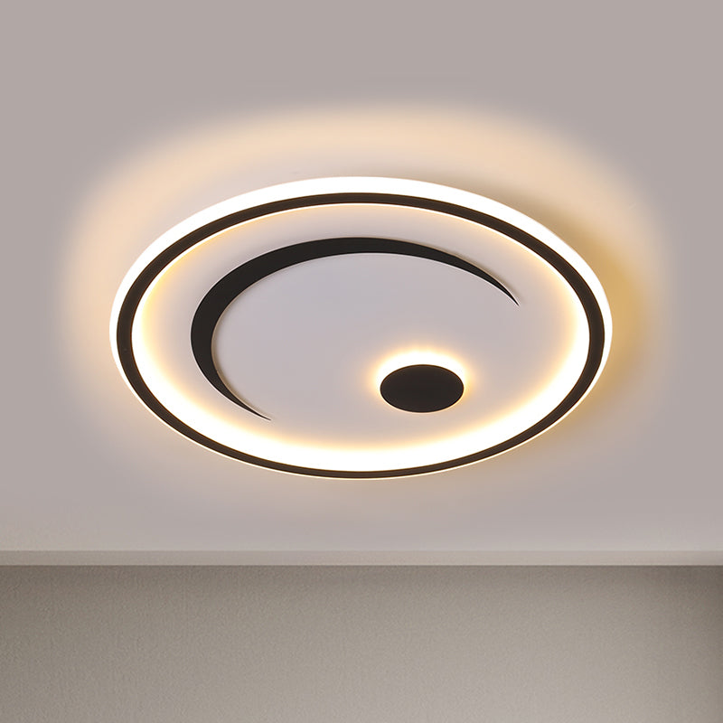 Nordic Round Flush Mounted Light Acrylic LED Bedroom Flush Lamp Fixture in Black/Gold, White/Warm Light Clearhalo 'Ceiling Lights' 'Close To Ceiling Lights' 'Close to ceiling' 'Flush mount' Lighting' 816411
