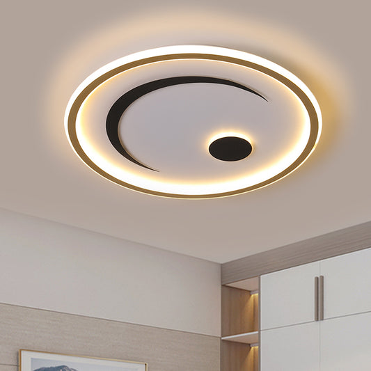 Nordic Round Flush Mounted Light Acrylic LED Bedroom Flush Lamp Fixture in Black/Gold, White/Warm Light Gold Clearhalo 'Ceiling Lights' 'Close To Ceiling Lights' 'Close to ceiling' 'Flush mount' Lighting' 816414