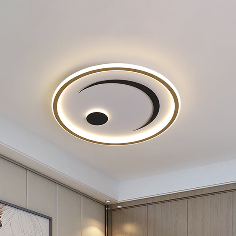 Nordic Round Flush Mounted Light Acrylic LED Bedroom Flush Lamp Fixture in Black/Gold, White/Warm Light Clearhalo 'Ceiling Lights' 'Close To Ceiling Lights' 'Close to ceiling' 'Flush mount' Lighting' 816415