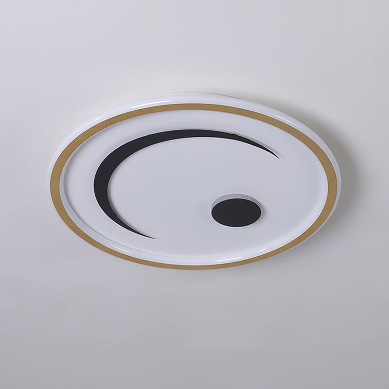 Nordic Round Flush Mounted Light Acrylic LED Bedroom Flush Lamp Fixture in Black/Gold, White/Warm Light Clearhalo 'Ceiling Lights' 'Close To Ceiling Lights' 'Close to ceiling' 'Flush mount' Lighting' 816417