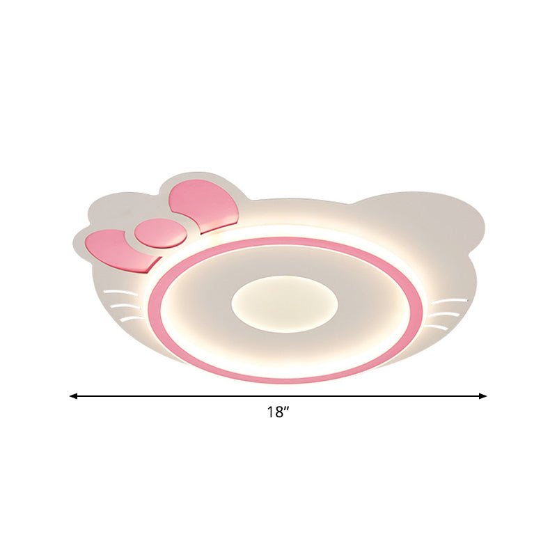 Cartoon Cat Shape Ceiling Flush Mount Acrylic LED Bedroom Flushmount Lamp in Pink, White/Warm Light Clearhalo 'Ceiling Lights' 'Close To Ceiling Lights' 'Close to ceiling' 'Flush mount' Lighting' 816421