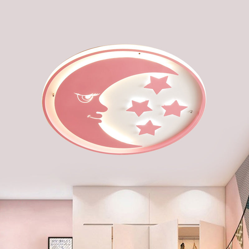 Cartoon Moon and Star Flush Lighting Acrylic LED Bedroom Flush Mounted Lamp in White/Pink/Blue Clearhalo 'Ceiling Lights' 'Close To Ceiling Lights' 'Close to ceiling' 'Flush mount' Lighting' 816427