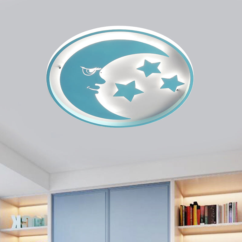 Cartoon Moon and Star Flush Lighting Acrylic LED Bedroom Flush Mounted Lamp in White/Pink/Blue Clearhalo 'Ceiling Lights' 'Close To Ceiling Lights' 'Close to ceiling' 'Flush mount' Lighting' 816431