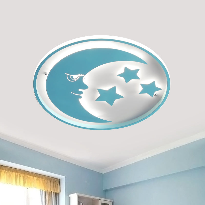 Cartoon Moon and Star Flush Lighting Acrylic LED Bedroom Flush Mounted Lamp in White/Pink/Blue Clearhalo 'Ceiling Lights' 'Close To Ceiling Lights' 'Close to ceiling' 'Flush mount' Lighting' 816432