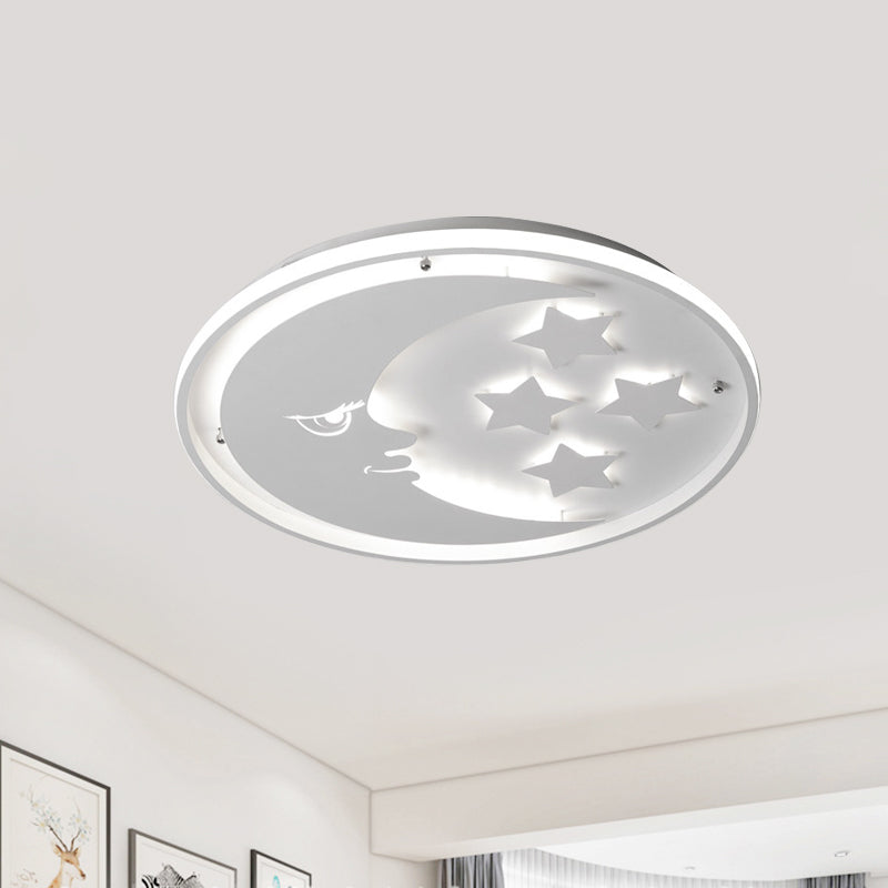 Cartoon Moon and Star Flush Lighting Acrylic LED Bedroom Flush Mounted Lamp in White/Pink/Blue Clearhalo 'Ceiling Lights' 'Close To Ceiling Lights' 'Close to ceiling' 'Flush mount' Lighting' 816435