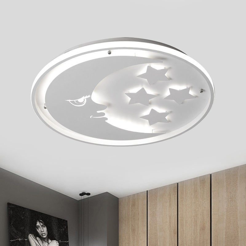 Cartoon Moon and Star Flush Lighting Acrylic LED Bedroom Flush Mounted Lamp in White/Pink/Blue Clearhalo 'Ceiling Lights' 'Close To Ceiling Lights' 'Close to ceiling' 'Flush mount' Lighting' 816436