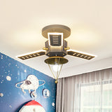 Metal Satellite Shape Semi Flush Lamp Cartoon 1 Bulb Grey and Gold LED Flush Ceiling Light Clearhalo 'Ceiling Lights' 'Close To Ceiling Lights' 'Close to ceiling' 'Semi-flushmount' Lighting' 816467