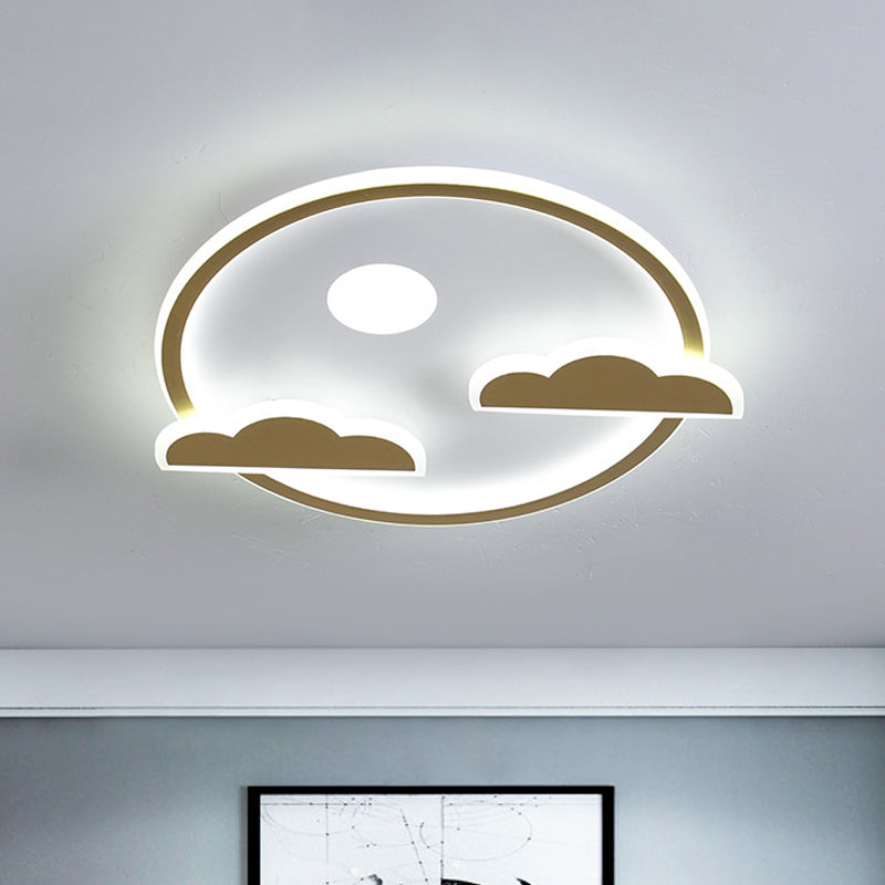 Acrylic Cloud and Moon Flush Mount Fixture Nordic LED Gold Flush Ceiling Light in White/Warm Light Gold Clearhalo 'Ceiling Lights' 'Close To Ceiling Lights' 'Close to ceiling' 'Flush mount' Lighting' 816470