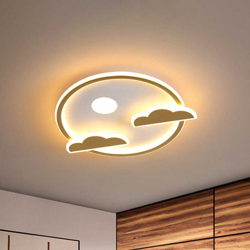 Acrylic Cloud and Moon Flush Mount Fixture Nordic LED Gold Flush Ceiling Light in White/Warm Light Clearhalo 'Ceiling Lights' 'Close To Ceiling Lights' 'Close to ceiling' 'Flush mount' Lighting' 816471