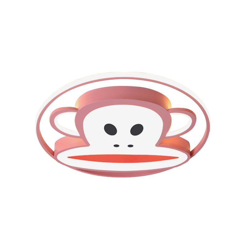 Monkey Acrylic Flush Lighting Cartoon Pink/Blue Finish LED Flush Mounted Ceiling Lamp Fixture for Kids Bedroom Clearhalo 'Ceiling Lights' 'Close To Ceiling Lights' 'Close to ceiling' 'Flush mount' Lighting' 816475