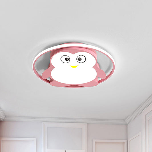 Pink/Blue Finish Penguin Ceiling Mounted Fixture Cartoon LED Acrylic Flushmount Lighting for Child Bedroom Clearhalo 'Ceiling Lights' 'Close To Ceiling Lights' 'Close to ceiling' 'Flush mount' Lighting' 816483