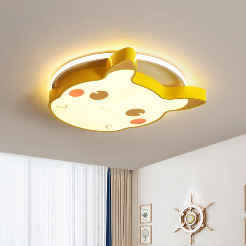 Cartoon Animal Flush Mount Light Acrylic LED Kids Bedroom Ceiling Flush in Yellow, Warm/White Light Yellow Clearhalo 'Ceiling Lights' 'Close To Ceiling Lights' 'Close to ceiling' 'Flush mount' Lighting' 816490