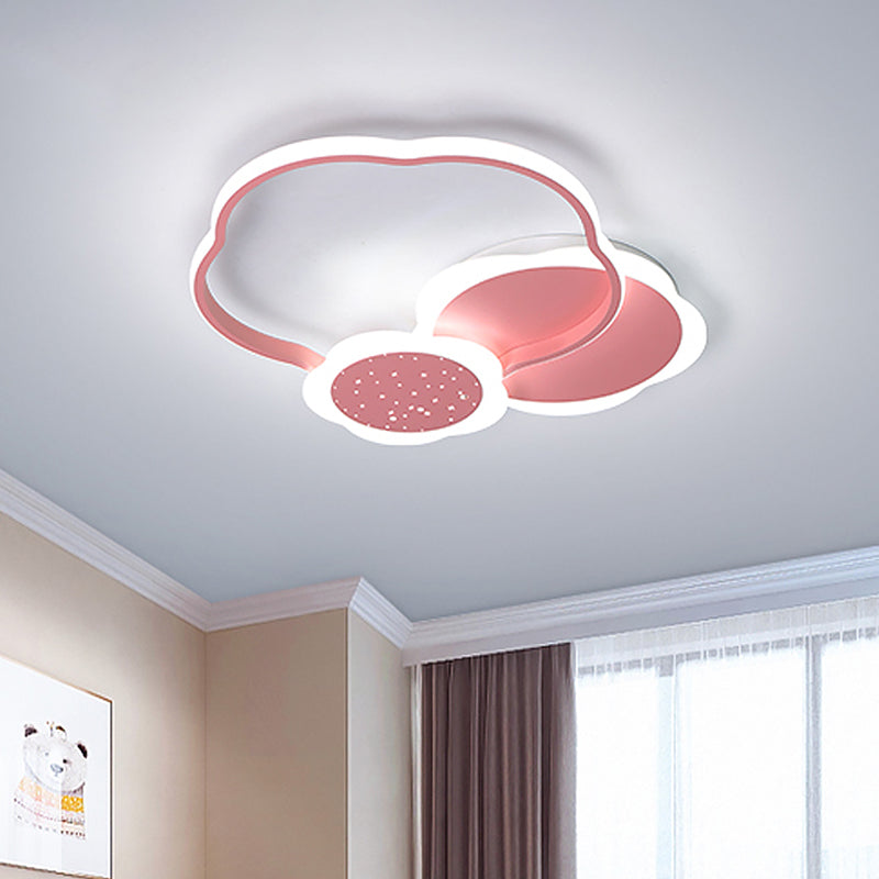 Black/Pink Flower Flush Mount Lighting Nordic LED Acrylic Flush Ceiling Lamp Fixture in Warm/White Light Pink Clearhalo 'Ceiling Lights' 'Close To Ceiling Lights' 'Close to ceiling' 'Flush mount' Lighting' 816498