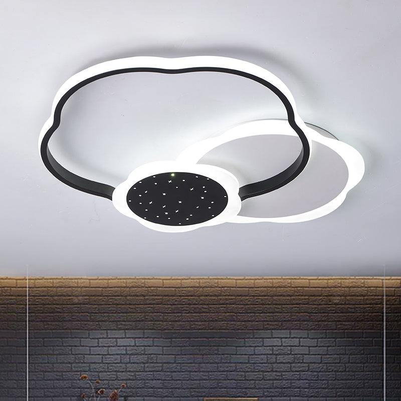 Black/Pink Flower Flush Mount Lighting Nordic LED Acrylic Flush Ceiling Lamp Fixture in Warm/White Light Black Clearhalo 'Ceiling Lights' 'Close To Ceiling Lights' 'Close to ceiling' 'Flush mount' Lighting' 816502