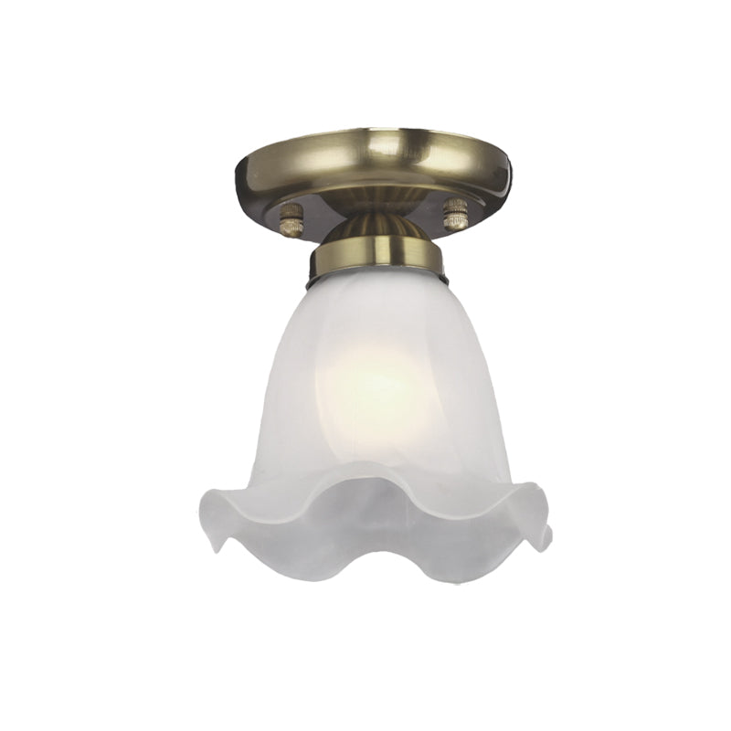 Scalloped Dining Room Ceiling Light Traditionalism Cream Glass 1 Bulb Bronze/Brass/Copper Flushmount Clearhalo 'Ceiling Lights' 'Close To Ceiling Lights' 'Close to ceiling' 'Flush mount' Lighting' 816544