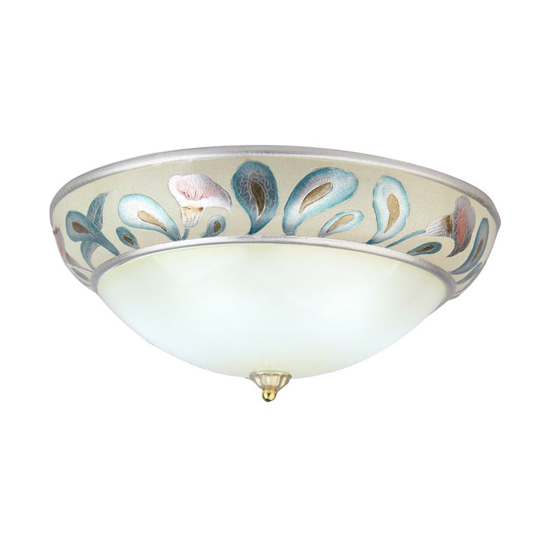 Dome Frosted White Glass Ceiling Lamp Rustic Traditional 3/4 Lights Living Room Flush Fixture Clearhalo 'Ceiling Lights' 'Close To Ceiling Lights' 'Close to ceiling' 'Flush mount' Lighting' 816562