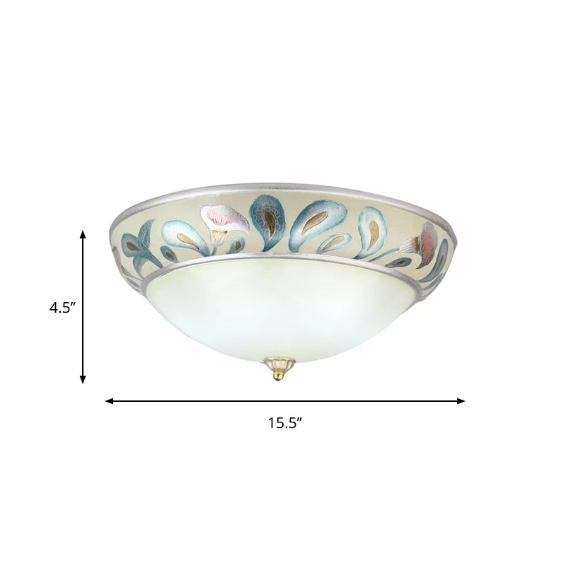 Dome Frosted White Glass Ceiling Lamp Rustic Traditional 3/4 Lights Living Room Flush Fixture Clearhalo 'Ceiling Lights' 'Close To Ceiling Lights' 'Close to ceiling' 'Flush mount' Lighting' 816563