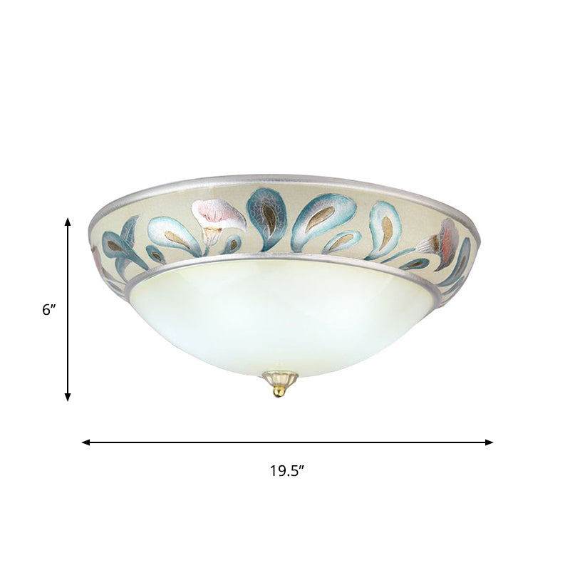 Dome Frosted White Glass Ceiling Lamp Rustic Traditional 3/4 Lights Living Room Flush Fixture Clearhalo 'Ceiling Lights' 'Close To Ceiling Lights' 'Close to ceiling' 'Flush mount' Lighting' 816564