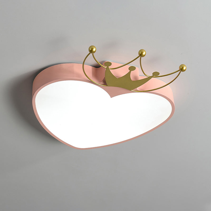 Pink/White Apple Ceiling Mount Light Kids Acrylic LED Flush-Mount Light Fixture with Crown Ornament Clearhalo 'Ceiling Lights' 'Close To Ceiling Lights' 'Close to ceiling' 'Flush mount' Lighting' 816567