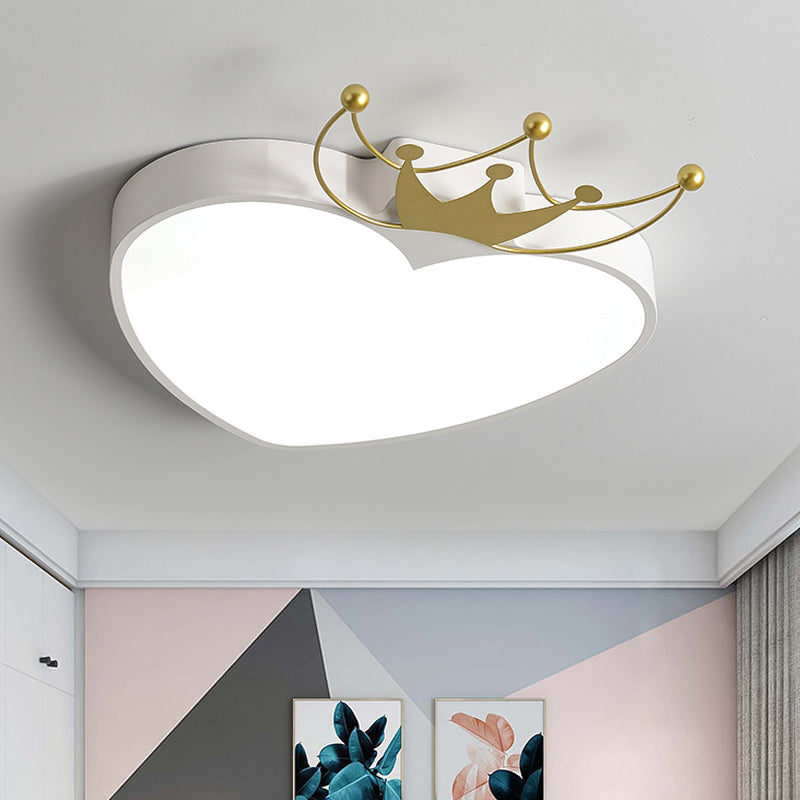 Pink/White Apple Ceiling Mount Light Kids Acrylic LED Flush-Mount Light Fixture with Crown Ornament White Clearhalo 'Ceiling Lights' 'Close To Ceiling Lights' 'Close to ceiling' 'Flush mount' Lighting' 816569