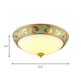 3 Lights Dome Ceiling Mounted Light Rustic Gold Milk Glass Flush Light Fixture for Bedroom Clearhalo 'Ceiling Lights' 'Close To Ceiling Lights' 'Close to ceiling' 'Flush mount' Lighting' 816576