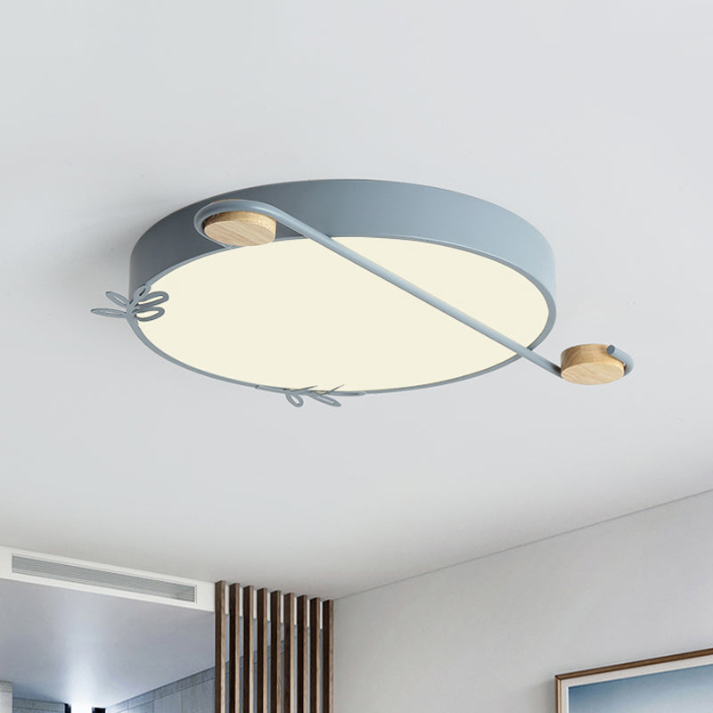 Nordic Geometric Ceiling Lighting Acrylic Living Room LED Flush Mount Light in Grey/White/Black-Wood with Sprig Decor Grey Clearhalo 'Ceiling Lights' 'Close To Ceiling Lights' 'Close to ceiling' 'Flush mount' Lighting' 816589