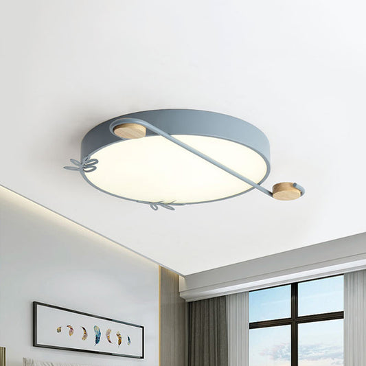 Nordic Geometric Ceiling Lighting Acrylic Living Room LED Flush Mount Light in Grey/White/Black-Wood with Sprig Decor Clearhalo 'Ceiling Lights' 'Close To Ceiling Lights' 'Close to ceiling' 'Flush mount' Lighting' 816590