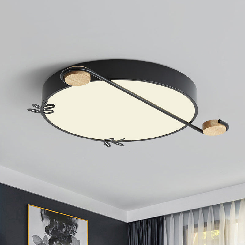 Nordic Geometric Ceiling Lighting Acrylic Living Room LED Flush Mount Light in Grey/White/Black-Wood with Sprig Decor Black Clearhalo 'Ceiling Lights' 'Close To Ceiling Lights' 'Close to ceiling' 'Flush mount' Lighting' 816593