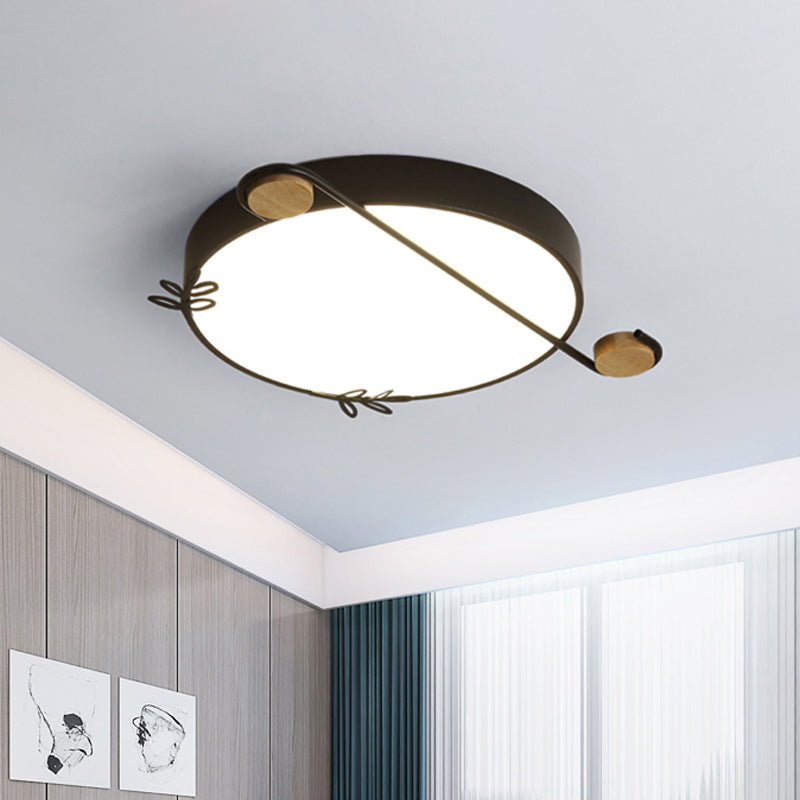 Nordic Geometric Ceiling Lighting Acrylic Living Room LED Flush Mount Light in Grey/White/Black-Wood with Sprig Decor Clearhalo 'Ceiling Lights' 'Close To Ceiling Lights' 'Close to ceiling' 'Flush mount' Lighting' 816594