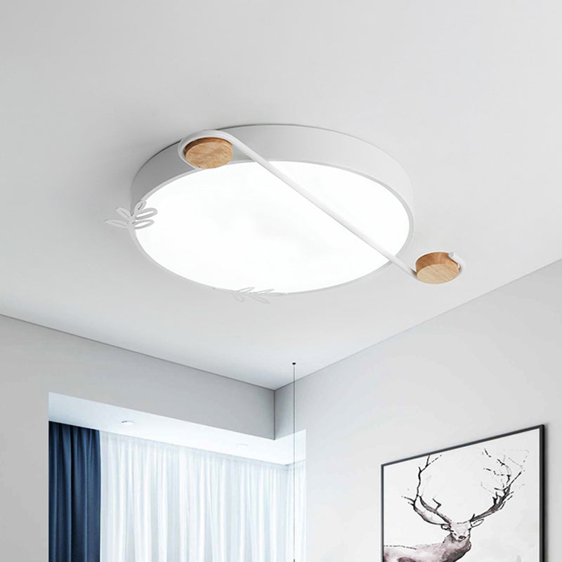 Nordic Geometric Ceiling Lighting Acrylic Living Room LED Flush Mount Light in Grey/White/Black-Wood with Sprig Decor White Clearhalo 'Ceiling Lights' 'Close To Ceiling Lights' 'Close to ceiling' 'Flush mount' Lighting' 816597