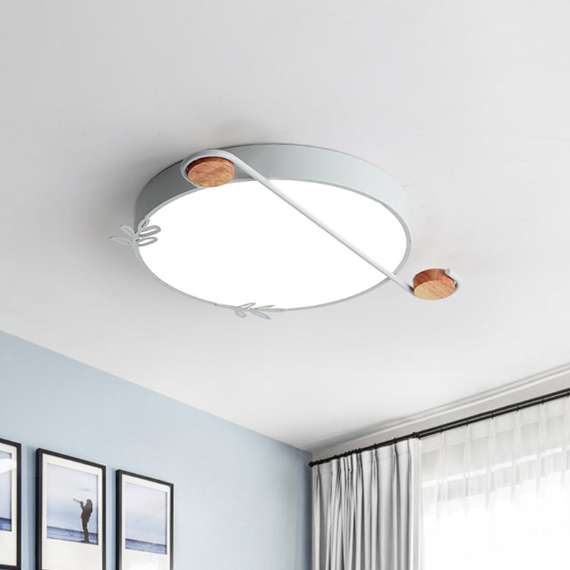 Nordic Geometric Ceiling Lighting Acrylic Living Room LED Flush Mount Light in Grey/White/Black-Wood with Sprig Decor Clearhalo 'Ceiling Lights' 'Close To Ceiling Lights' 'Close to ceiling' 'Flush mount' Lighting' 816599