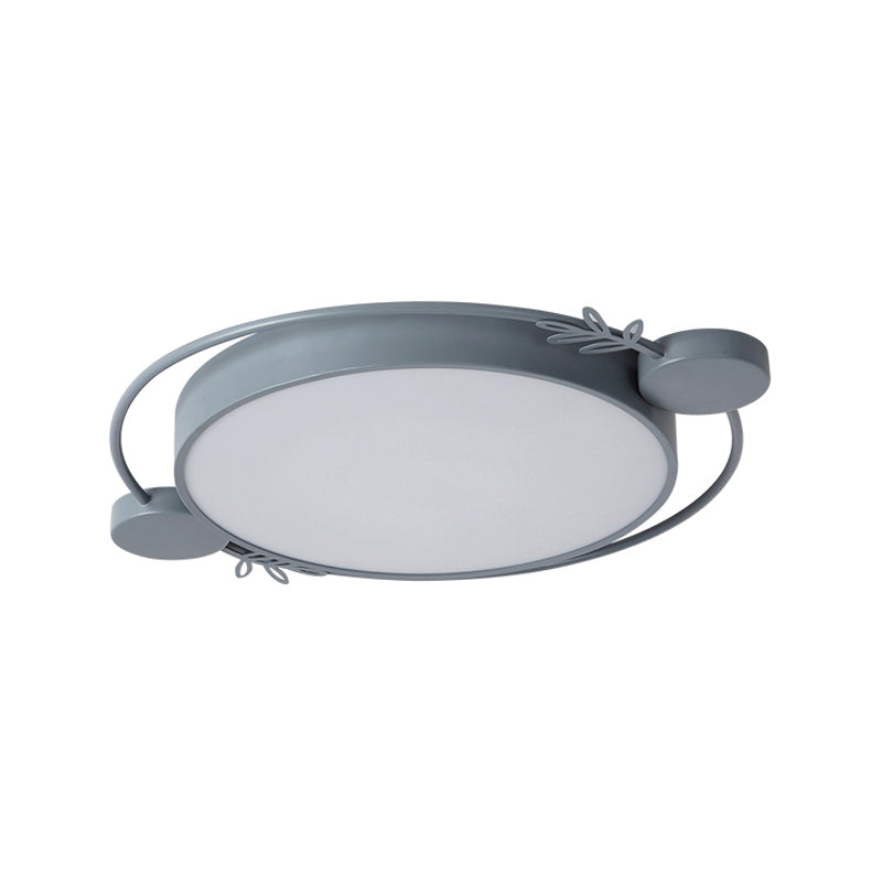 Twig Detailing Round Iron Flush Mount Nordic Black/Grey/White LED Flush Mounted Ceiling Light Fixture Clearhalo 'Ceiling Lights' 'Close To Ceiling Lights' 'Close to ceiling' 'Flush mount' Lighting' 816603