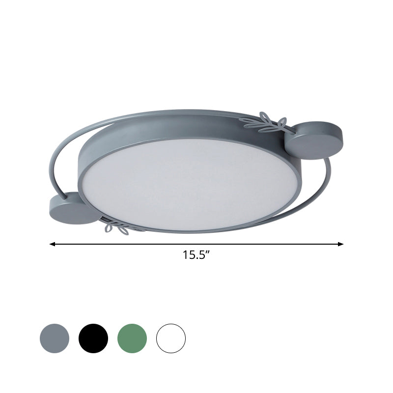 Twig Detailing Round Iron Flush Mount Nordic Black/Grey/White LED Flush Mounted Ceiling Light Fixture Clearhalo 'Ceiling Lights' 'Close To Ceiling Lights' 'Close to ceiling' 'Flush mount' Lighting' 816604