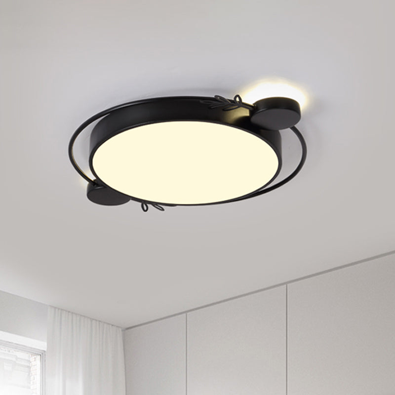 Twig Detailing Round Iron Flush Mount Nordic Black/Grey/White LED Flush Mounted Ceiling Light Fixture Clearhalo 'Ceiling Lights' 'Close To Ceiling Lights' 'Close to ceiling' 'Flush mount' Lighting' 816606