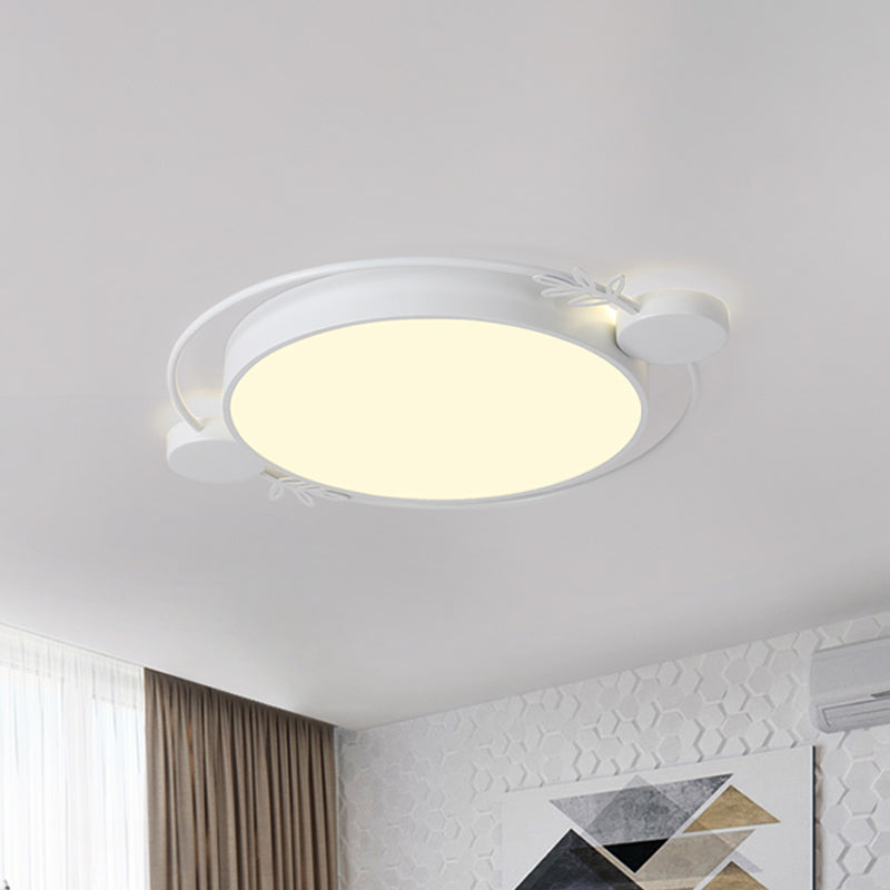 Twig Detailing Round Iron Flush Mount Nordic Black/Grey/White LED Flush Mounted Ceiling Light Fixture Clearhalo 'Ceiling Lights' 'Close To Ceiling Lights' 'Close to ceiling' 'Flush mount' Lighting' 816614