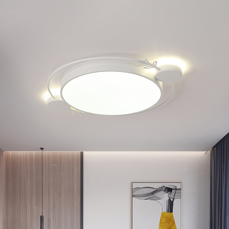 Twig Detailing Round Iron Flush Mount Nordic Black/Grey/White LED Flush Mounted Ceiling Light Fixture Clearhalo 'Ceiling Lights' 'Close To Ceiling Lights' 'Close to ceiling' 'Flush mount' Lighting' 816615