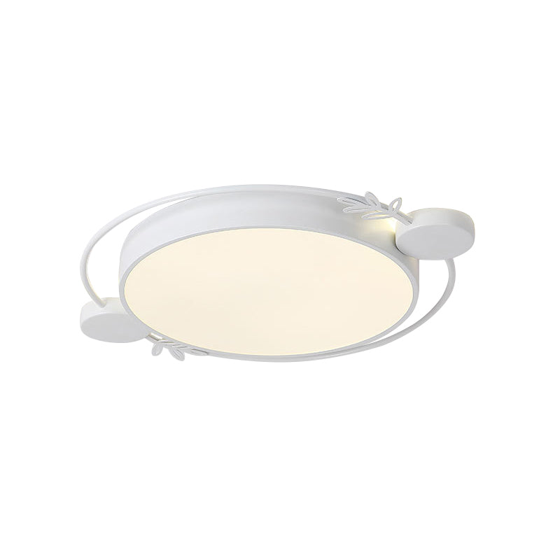 Twig Detailing Round Iron Flush Mount Nordic Black/Grey/White LED Flush Mounted Ceiling Light Fixture Clearhalo 'Ceiling Lights' 'Close To Ceiling Lights' 'Close to ceiling' 'Flush mount' Lighting' 816616