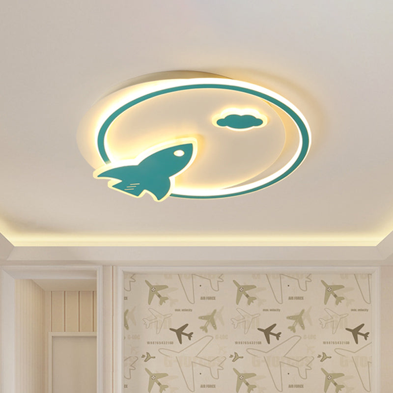 Kids Spaceship Acrylic Thin Flush Light LED Close to Ceiling Lighting Fixture in Blue Clearhalo 'Ceiling Lights' 'Close To Ceiling Lights' 'Close to ceiling' 'Flush mount' Lighting' 816626