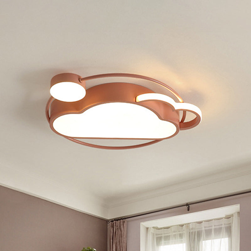 Iron Sun and Cloud Flushmount Lighting Cartoon LED Ceiling Mount Light in Pink/Blue for Child Room Pink Clearhalo 'Ceiling Lights' 'Close To Ceiling Lights' 'Close to ceiling' 'Flush mount' Lighting' 816629